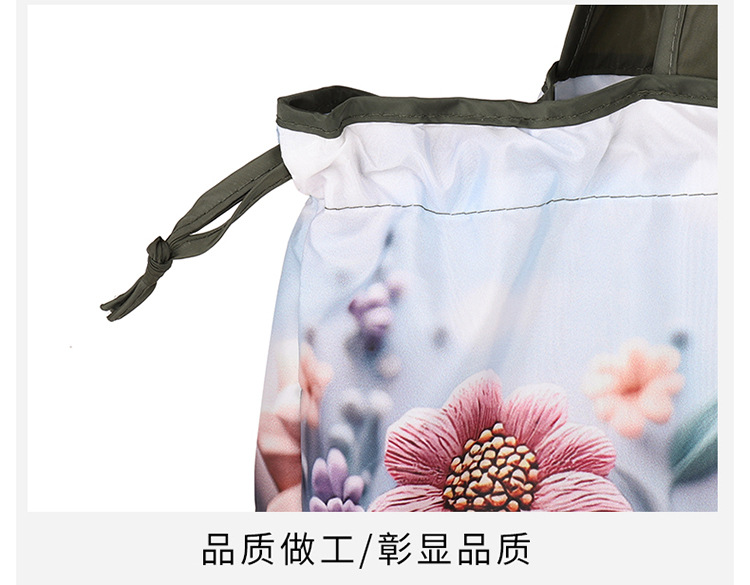 大容量花朵印花单肩包防水购物袋尼龙外出托特包时尚复古手提包详情5