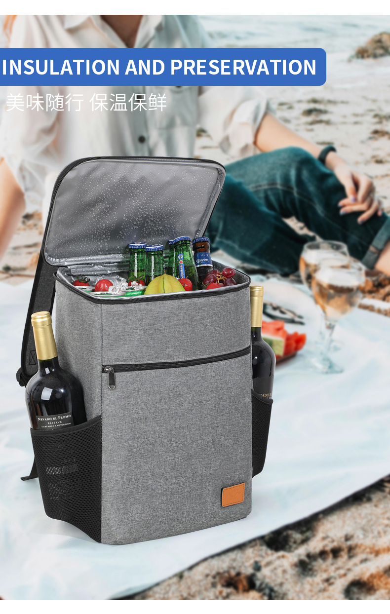 跨境专供双肩冰包批发便携午餐包折叠冷藏露营野餐包双肩保温背包详情7