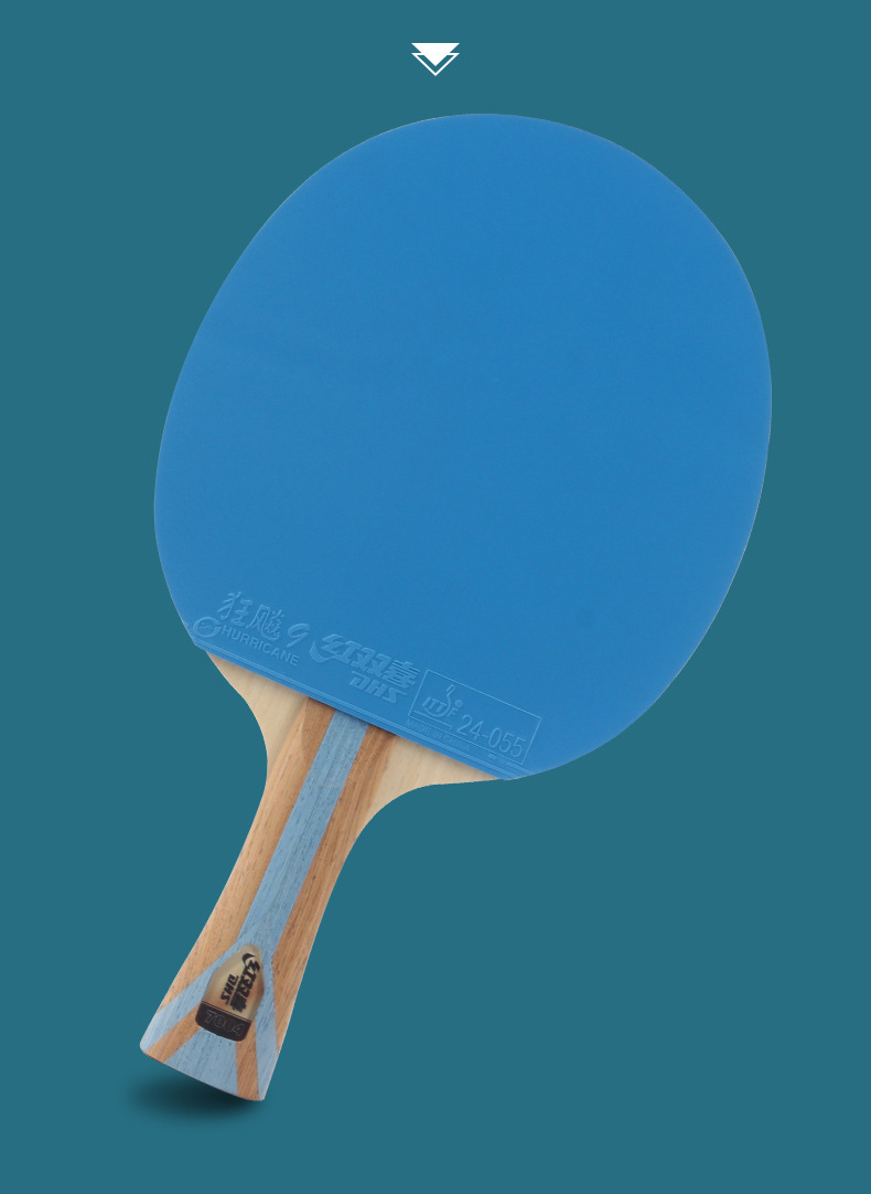Red Double Happiness Seven-star table Tennis Racket, Wild Dash 9 Horizontal racket, Blue Sponge 7-star Professional Grade color rubber, genuine single racket pic 7