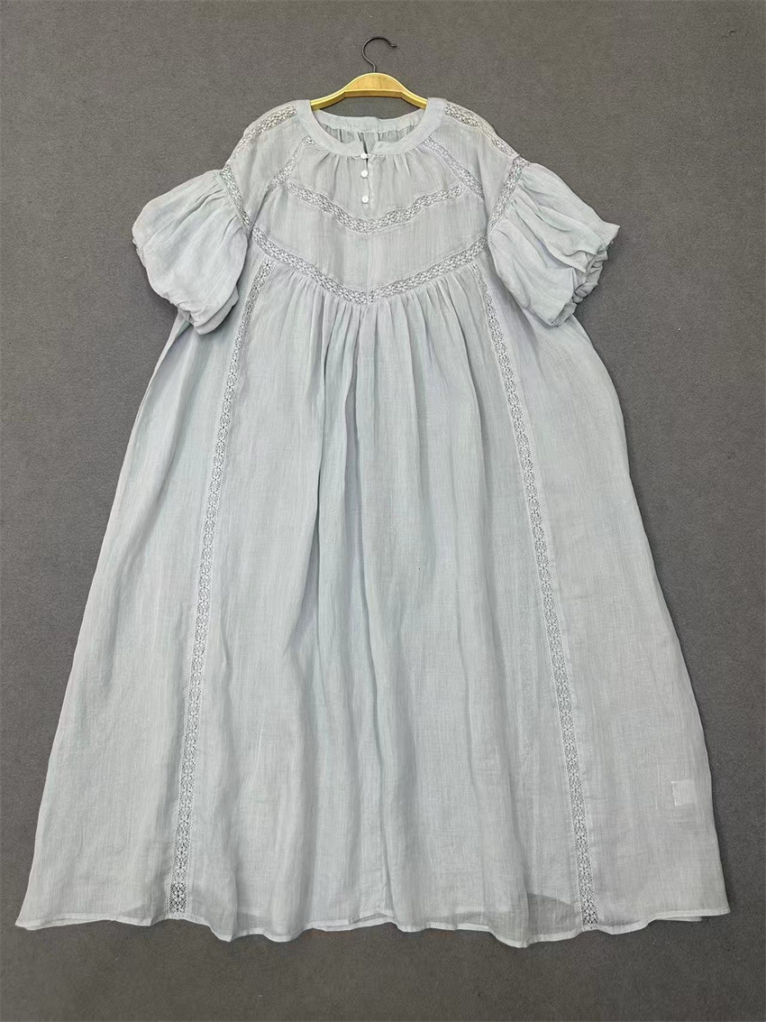 Japanese high-end brand 2025 Summer new style forest-themed artistic Japanese and Korean sweet high-quality ramie dress short sleeve pic 8