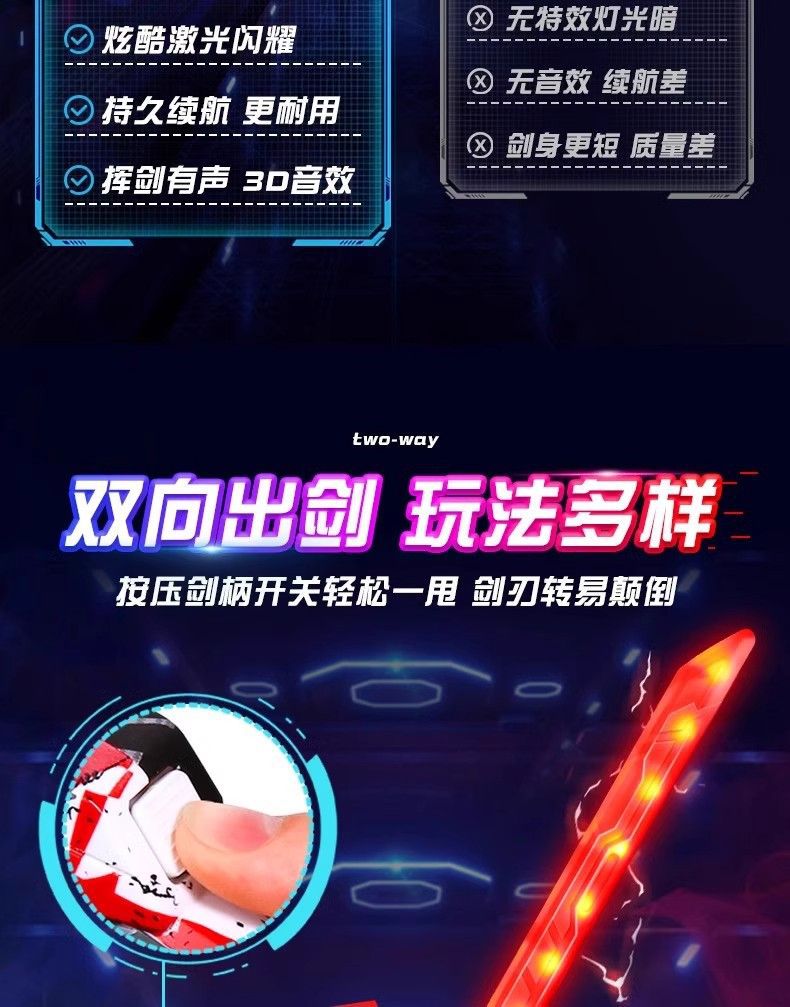 双头伸缩激光剑儿童玩具刀星球大战正版星际发光宝剑闪光男孩荧光详情12