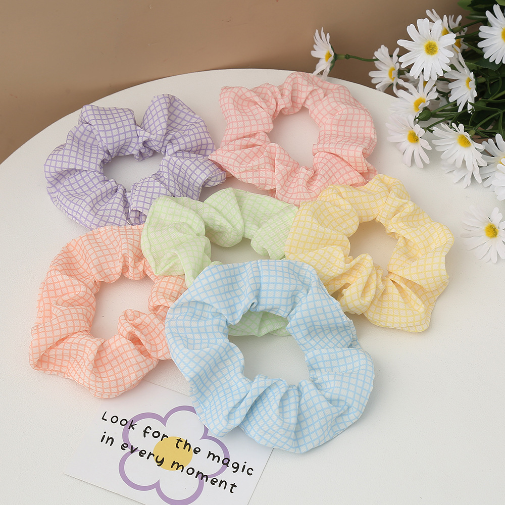 Forest style college style fabric checkered hair band, popular bun hair rope, ponytail tie, large intestine circle hair rope wholesale accessories, hair accessories and headwear pic 2