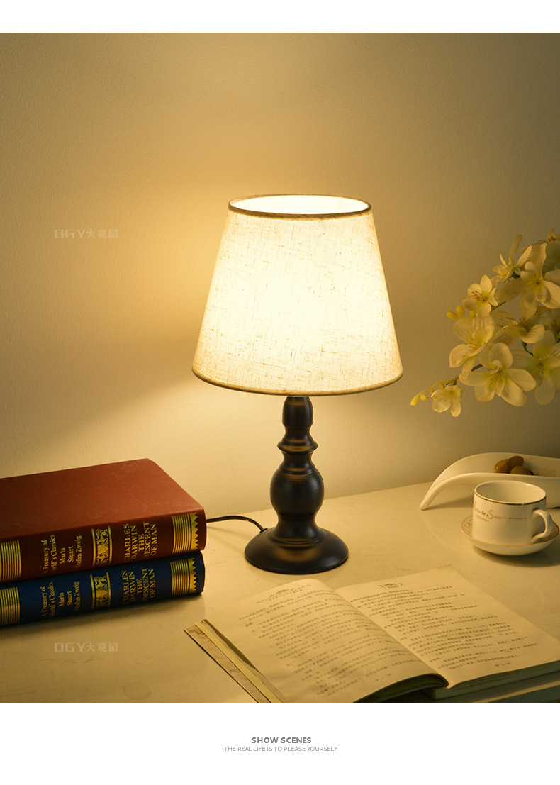 Grand View Garden American retro table lamp, bedside lamp, simple living room table, high-end atmosphere light, night light 542L pic 16