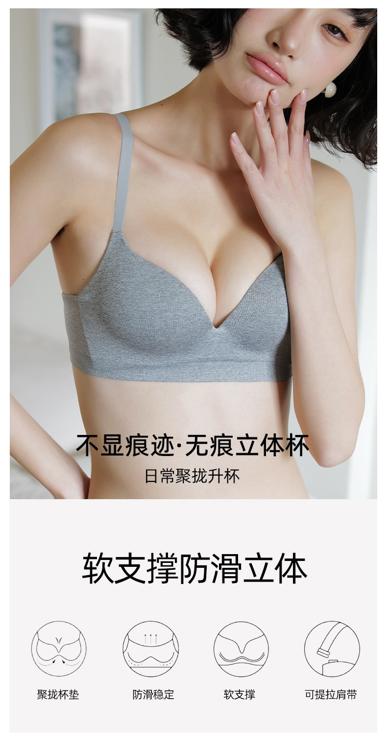 无痕内衣少女聚拢小胸收副乳防下垂不空杯薄款透气简约运动文胸罩详情1