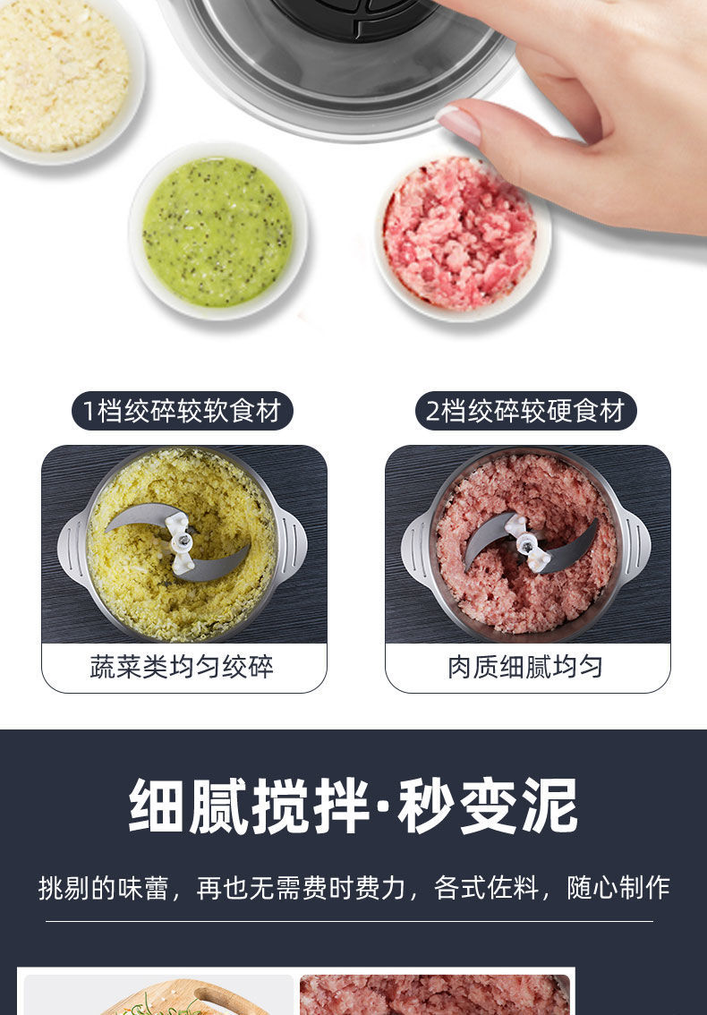 多功能家用电动绞肉机全自动不锈钢打肉机辅食绞馅蒜泥料理碎肉机详情8