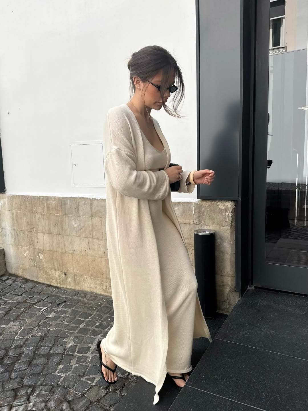 2025 Cross-border Bestseller Pure Cotton Knitted Set: Sexy Deep V halter long Dress + Lazy cardigan: Soft and skin-friendly pic 47