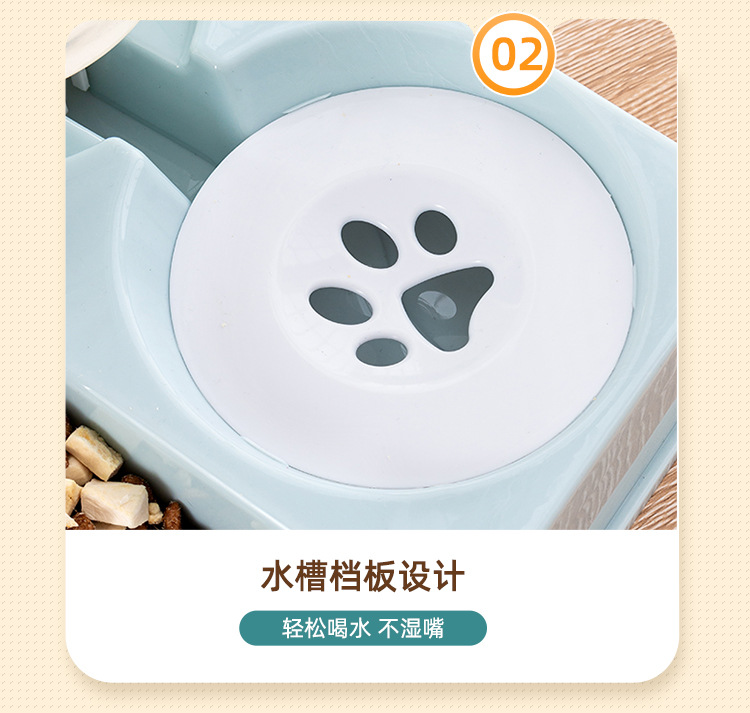 Cat bowl, dog bowl, automatic water dispenser, feeder, non-wet mouth, anti-tipping food bowl, cat food bowl, for cats and pets pic 16