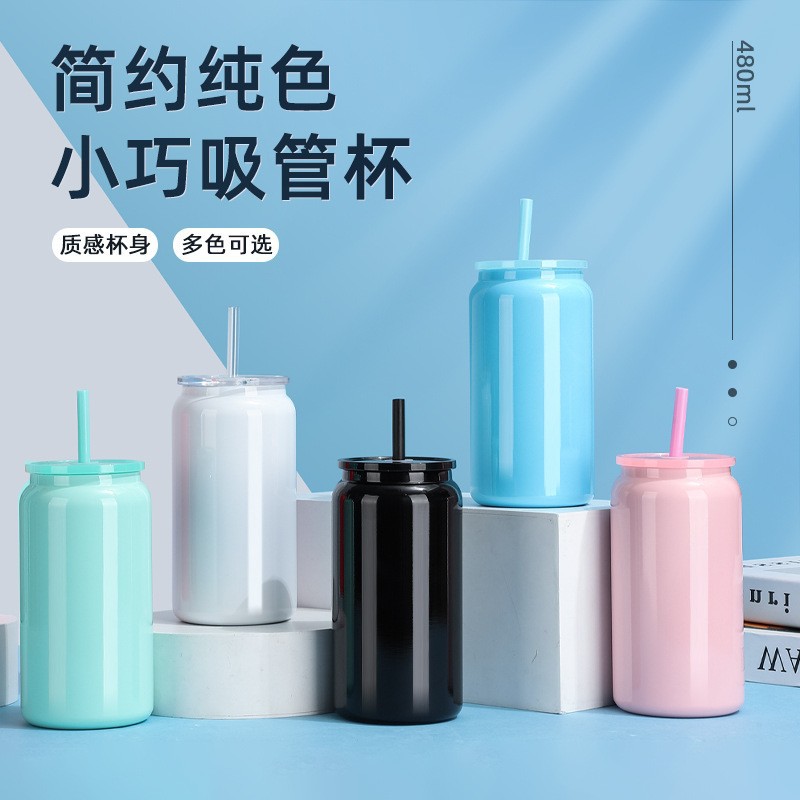 新款16oz不锈钢保温杯吸管杯简约时尚梅森杯户外便携易拉罐咖啡杯详情1