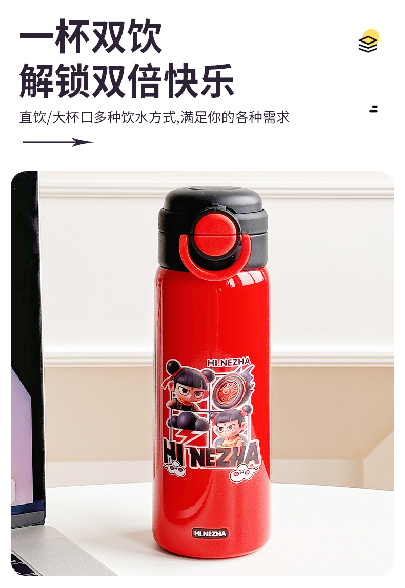国风水杯卡通便携儿童保温杯学生上学专用吸管杯高颜值不锈钢杯子详情7