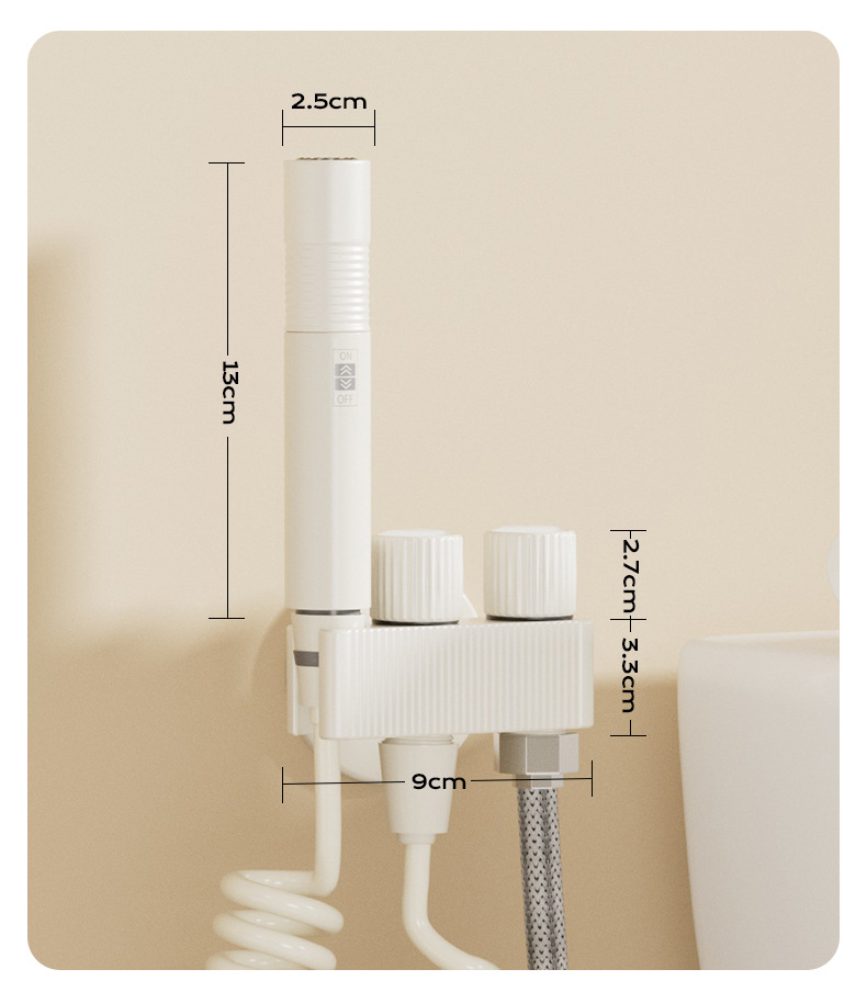 奶油白一进二出卫浴角阀双控双出止水阀多功能全铜马桶喷枪妇洗器详情11