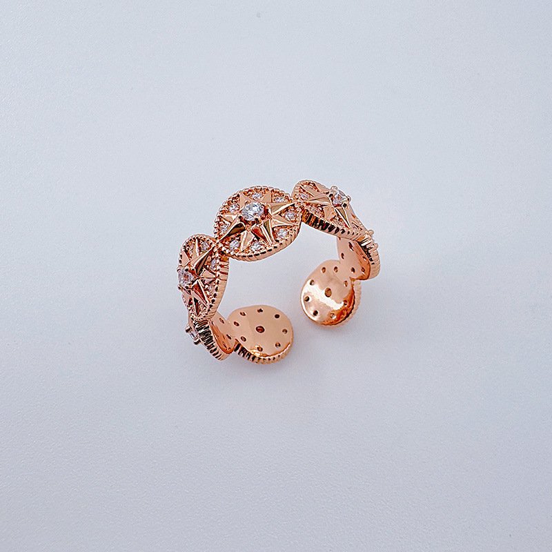 铜镀真金欧美轻奢气质微镶锆石八芒星戒指小众设计时尚高级感戒指详情10