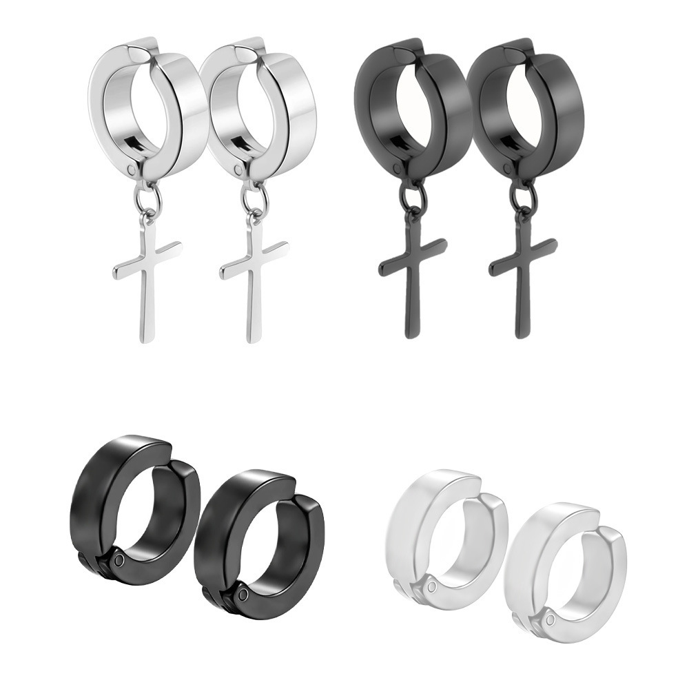 跨境韩版圆形不锈钢无耳洞耳夹个性男女耳骨夹钛钢耳扣耳钉饰品风详情16