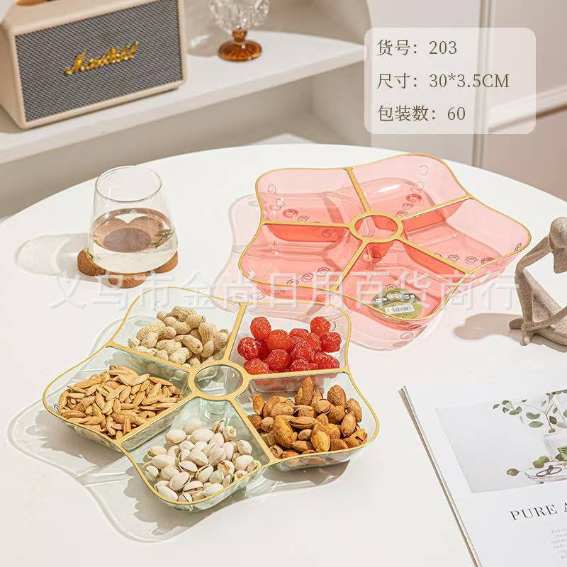 Plastic five-pointed star with gilding and non-gilding transparent and milky white fruit platters, dry fruit platters for home living rooms pic 1