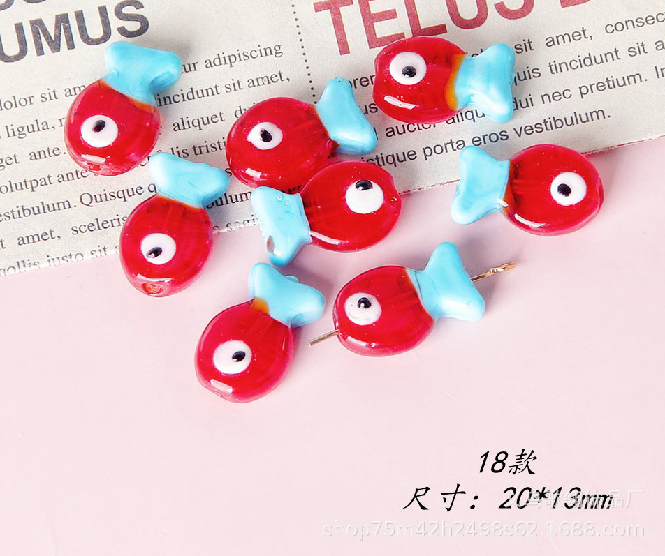 古法工艺琉璃可爱小鱼DIY 项链手链手机链饰配详情18