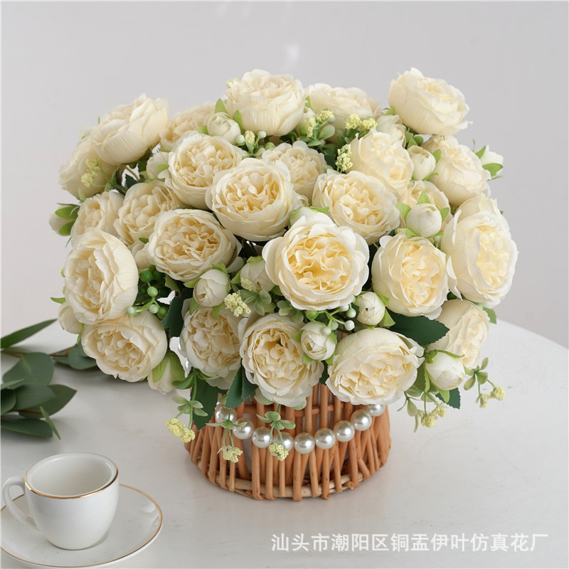 9色 仿真花春色牡丹 芍药玫瑰花家居摆件婚庆手捧花路引桌面装饰详情15