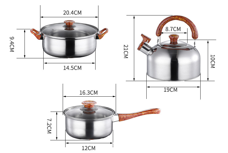 不锈钢锅具套装奶锅汤锅炒锅平底锅带彩盒12件套组厨房家用炊具锅详情16