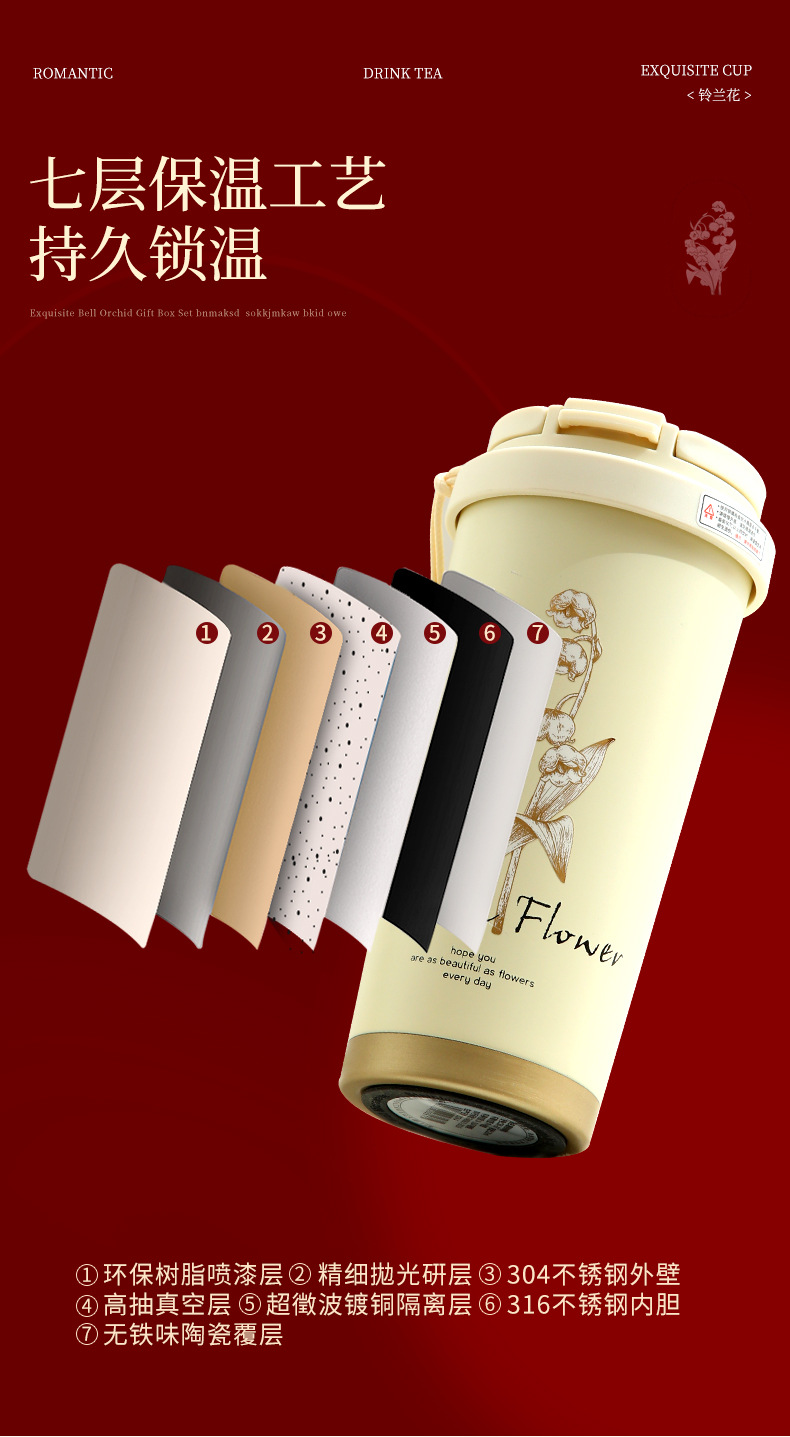 New lily of the valley insulated cup set for Christmas gifts to employees, wedding and birthday souvenirs, and practical for best friends pic 11