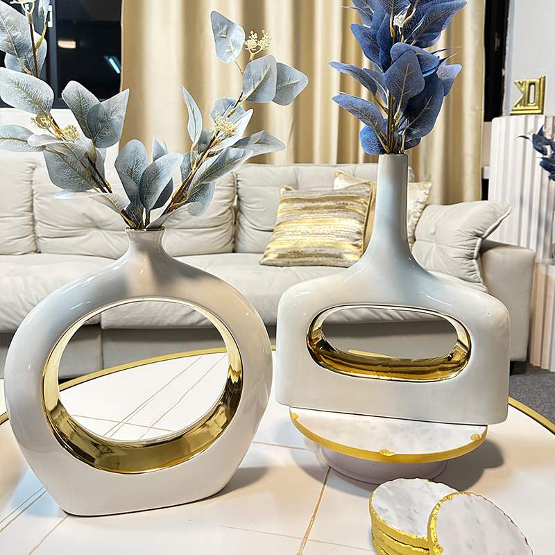 In 2025, modern light luxury high-end ceramic vases, living room home TV cabinets, entrance hall ornaments, coffee tables, model room decorations pic 2