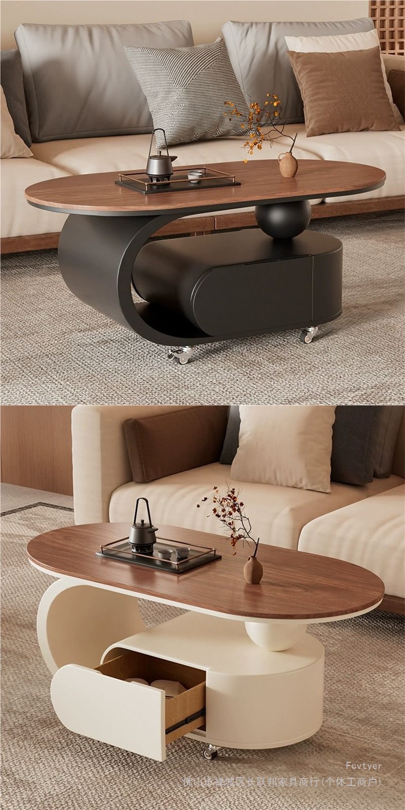 Changyuebang cream-style movable rock plate coffee table, new light luxury high-end sofa side table for small-sized households, 20 pic 4