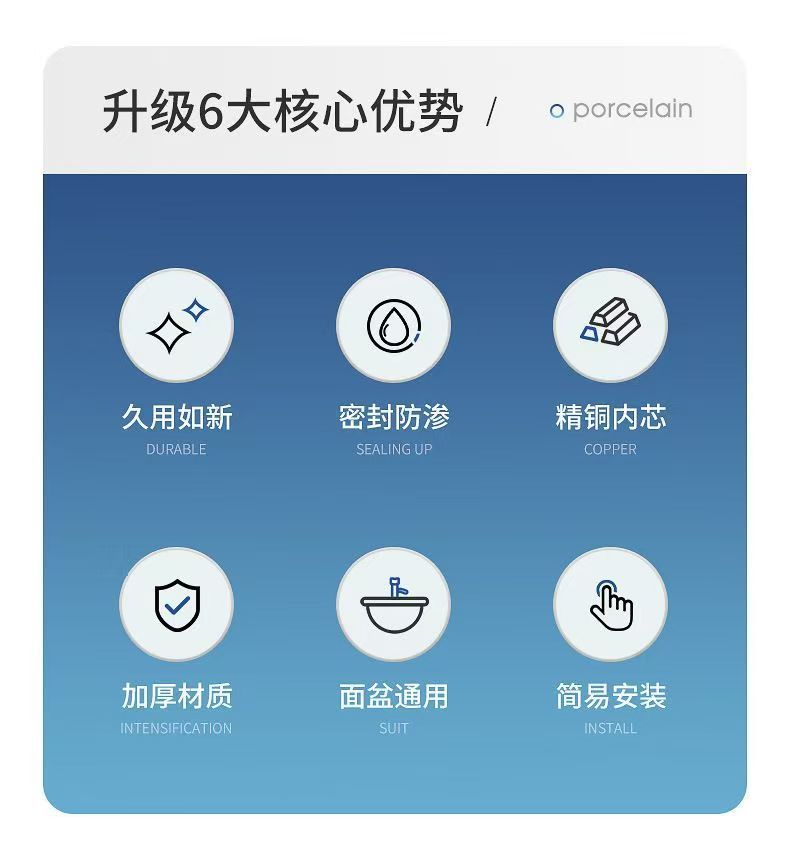 陶瓷洗手盆漏水塞面盆通用下水器防臭弹跳芯塞按压式批发落水器详情3