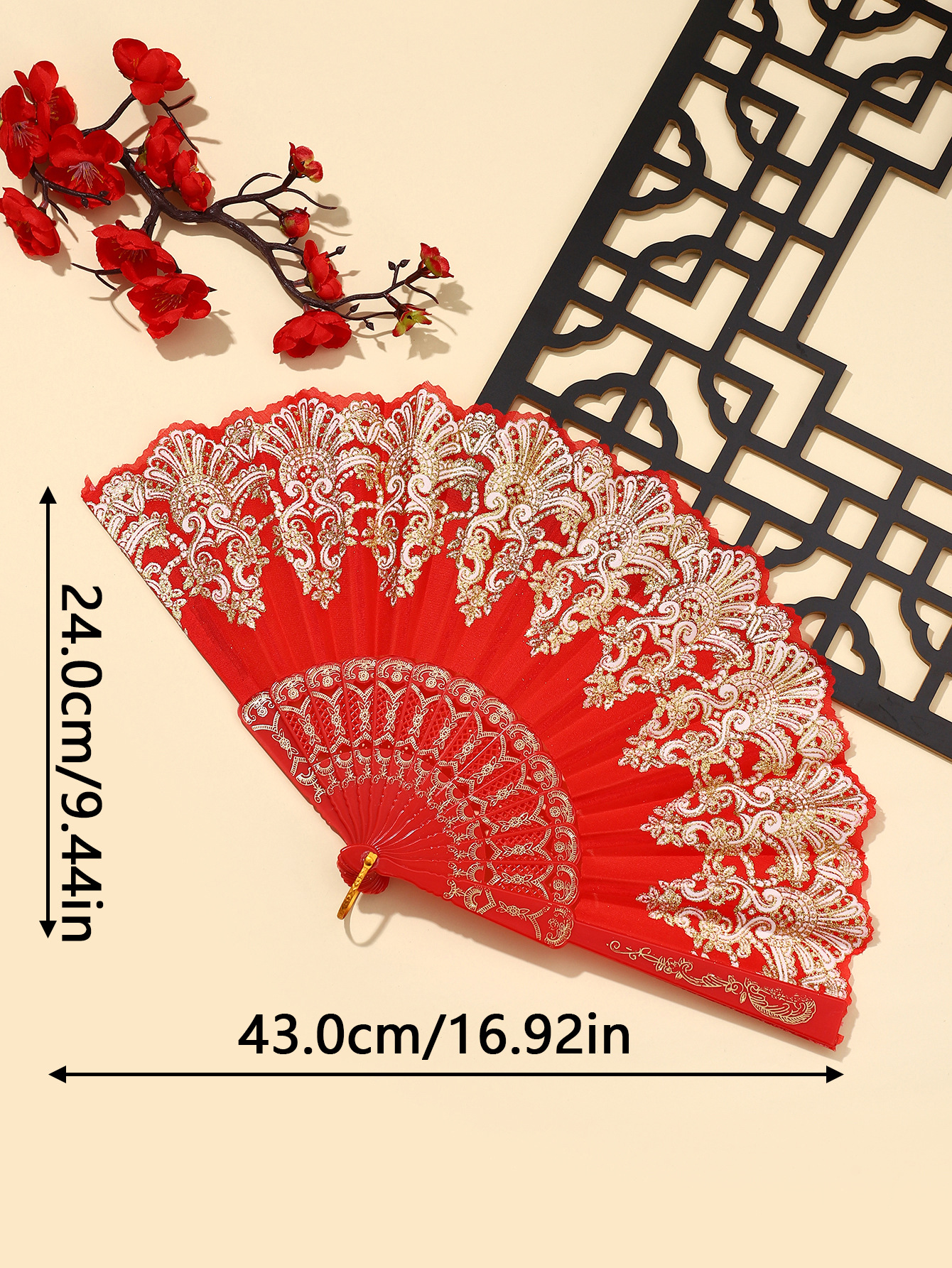 中式祥云纹古风折扇塑料舞蹈中国风折叠扇子厂家直销详情1