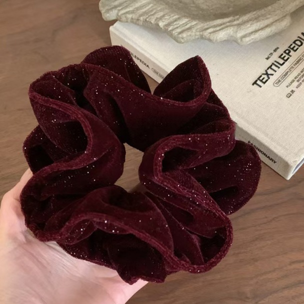 Autumn and winter glittering velvet Starry Sky Large Intestine hair band, high-end and elegant velvet band, hair tie, rubber band, hair accessory pic 3