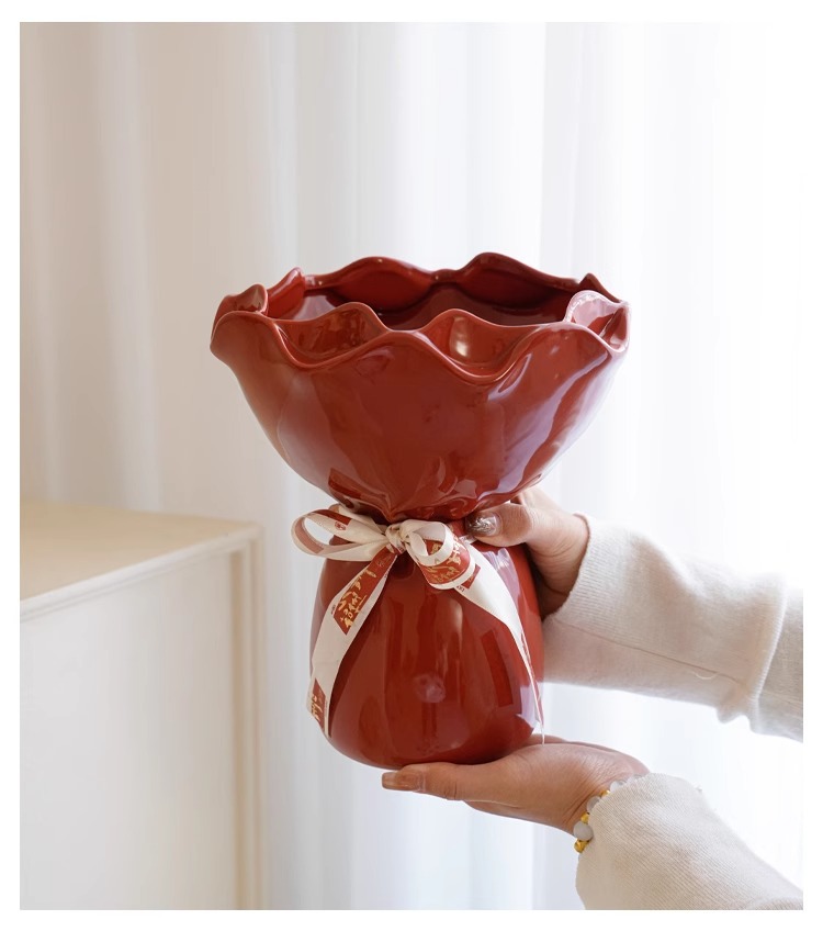 情绪稳定花瓶陶瓷花瓶客厅摆件鲜花插花轻奢高级感新家复古装饰品详情3