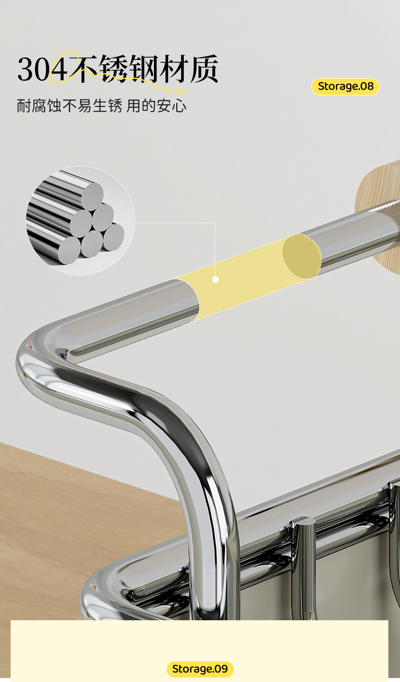 Chuangshengtian factory direct sales kitchen double-layer storage rack, thickened stainless steel anti-rust draining rack, edge-wrapped dish rack pic 7