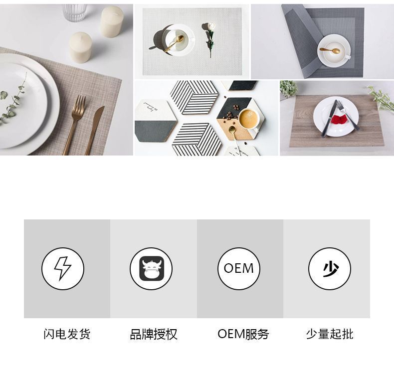 跨境波西米亚印花鼠标垫餐盘垫Pvc橡胶隔热防水防油酒店圆形餐垫详情2