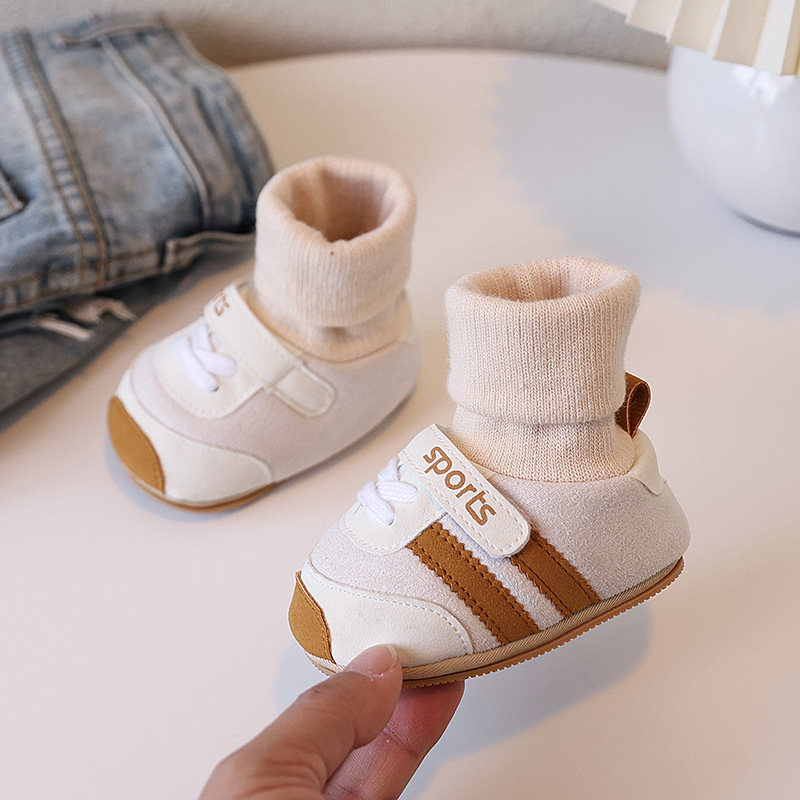 Spring and Autumn baby shoes for 0-1 year old boys and girls, soft-soled shoes and socks in one set, 3-6-9 months, casual walking shoes, anti-slip floor pic 14