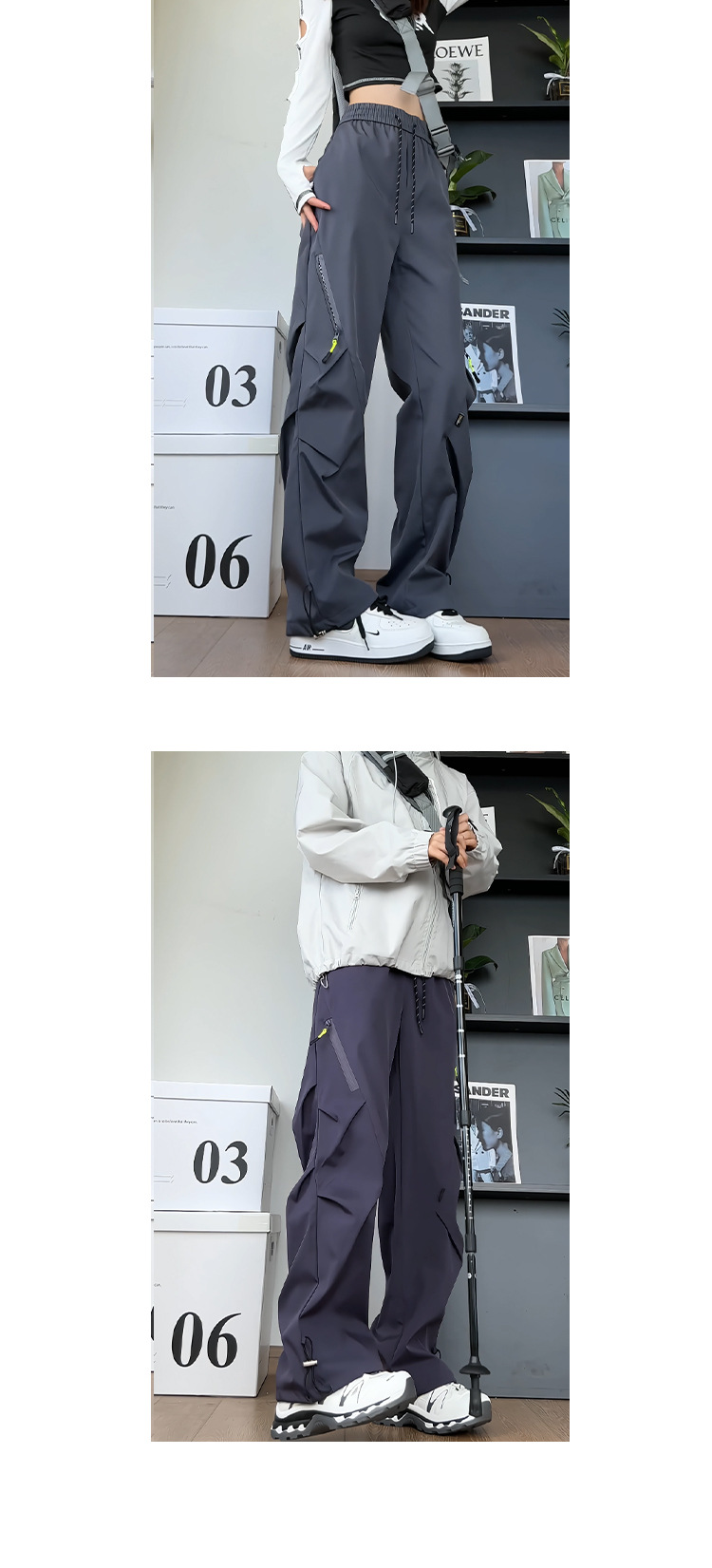 Fleece pants for men's winter work pants, trendy three-proof down pants for both men and women, loose and large-sized, versatile, slimming and casual pic 14