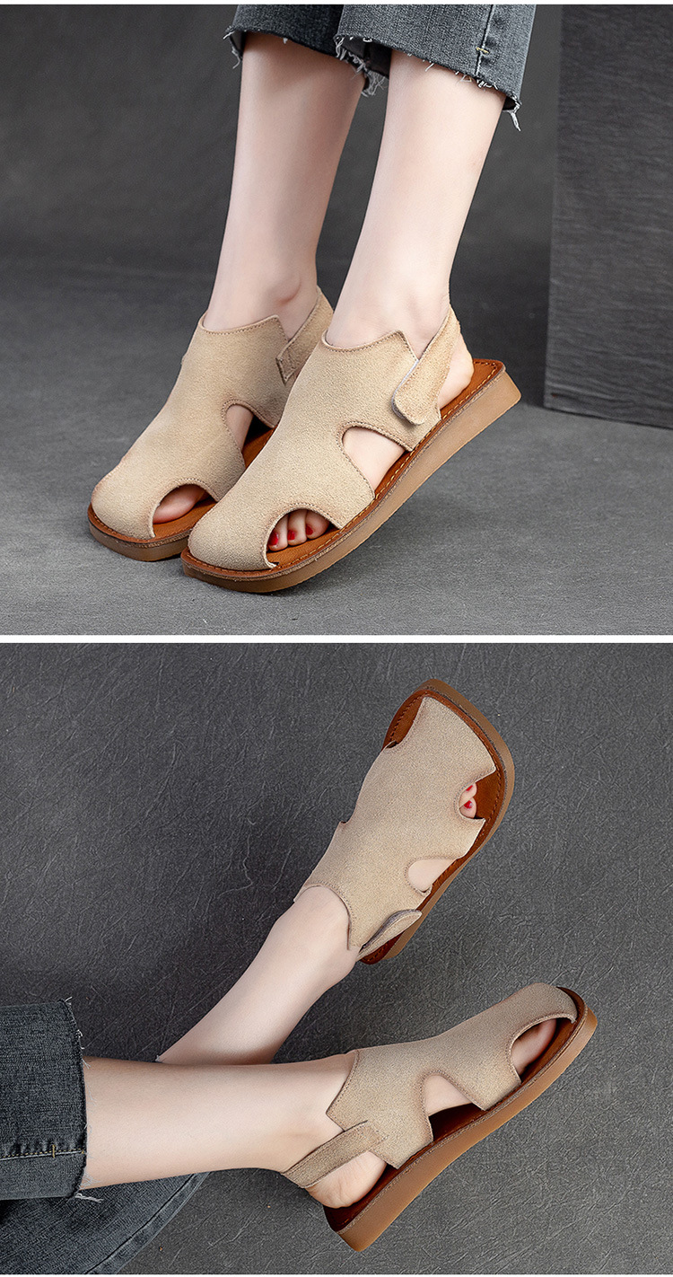 杰骤2025夏季新款舒适包头后空女式平底凉鞋镂空透气休闲时尚百搭详情14