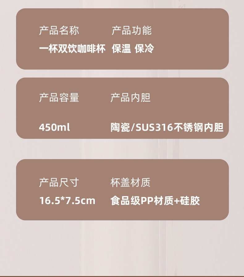 陶瓷内胆保温杯智能咖啡杯高颜值保温水杯316不锈钢礼品便携杯子详情19