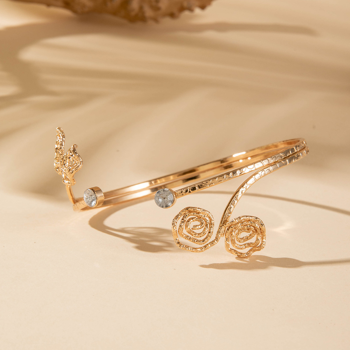 亚马逊跨境个性冷淡风海星手臂镯线条计感蝴蝶环形开口臂镯女详情83