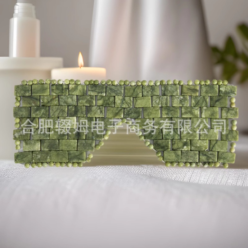 玉石按摩面部护理眼罩岫岩绿风玉软枣玉面部玉石眼帘手工编织跨境源头工厂详情45