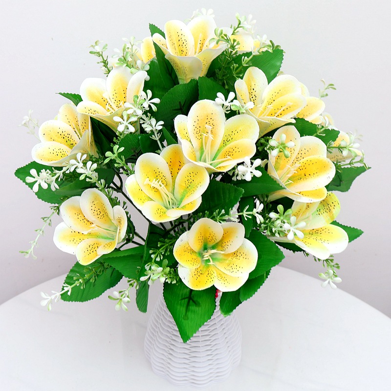 跨境代发仿真花盆栽新娘百合手捧花束葫芦花瓶套装舞蹈道具摆放花详情22