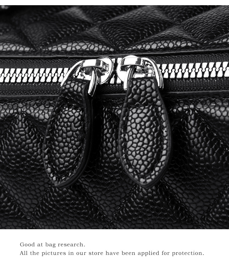 亚马逊跨境高品质pu化妆包菱格绗缝枕头包手提洗漱化妆品收纳包详情14