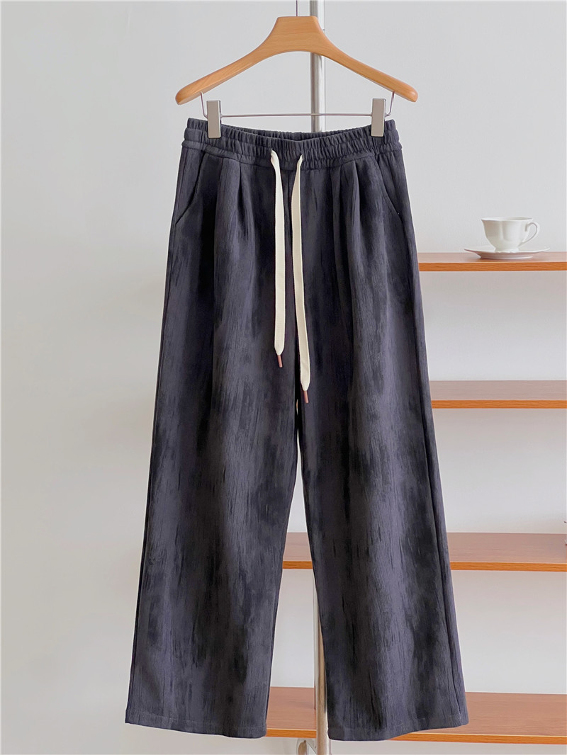 Autumn tie-dyed wide-leg pants, dirty pants, high-waisted, slimming, casual straight-leg loose floor-length pants for women pic 16