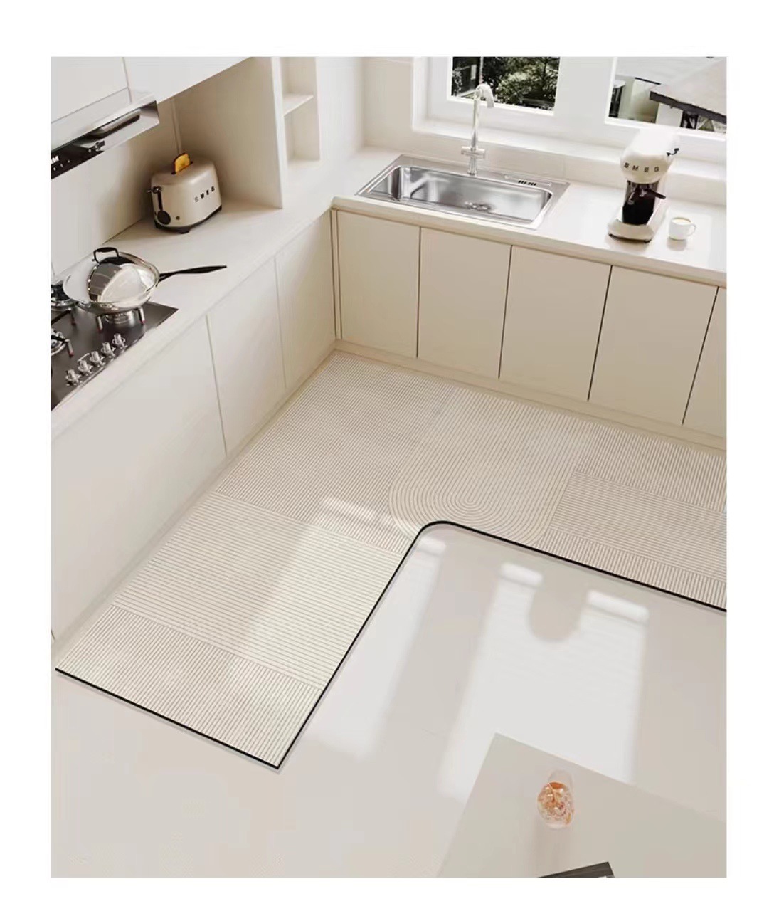 硅藻泥地垫轻奢优雅厨房专用L型吸水脚垫耐磨耐脏易打理家用地垫详情7