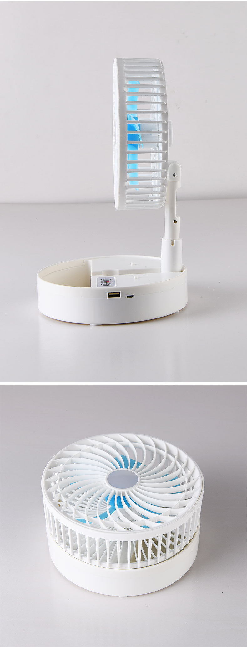 创意可伸缩折叠充电风扇 家用桌面USB大风力风扇便携式静音小风扇详情12