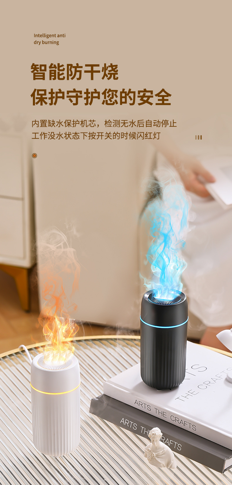 新款车载香薰机汽车仿真火焰小型空气加湿器车内超声波精油扩散器详情7