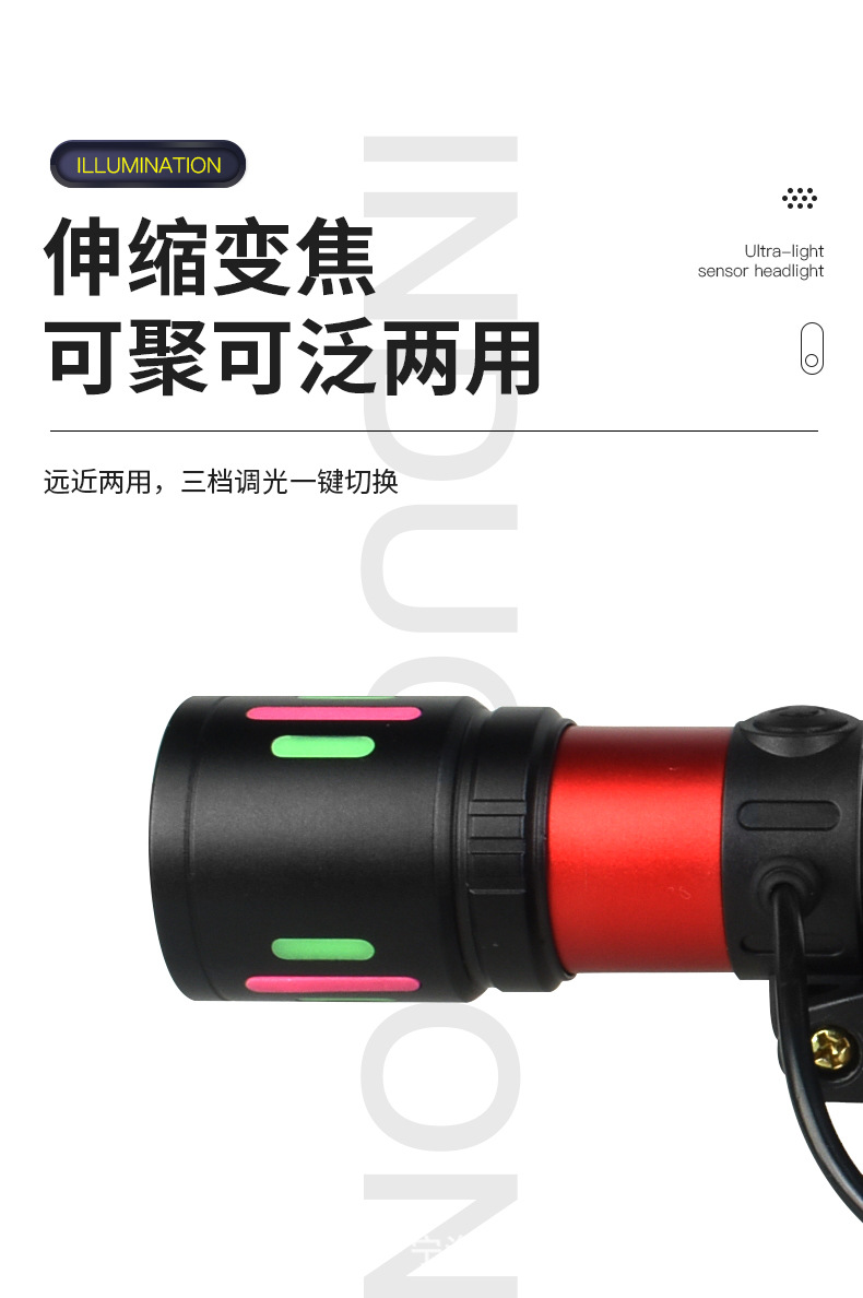 红色小头灯Cob头灯矿灯手电筒便携照明户外探险详情10