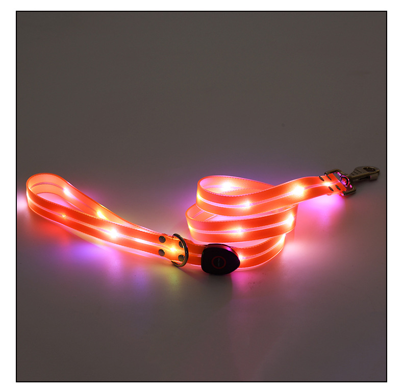 LED light-emitting collar, usb charging pet collar with light, pvc rubber-coated webbing dog leash, luminous dog collar pic 15