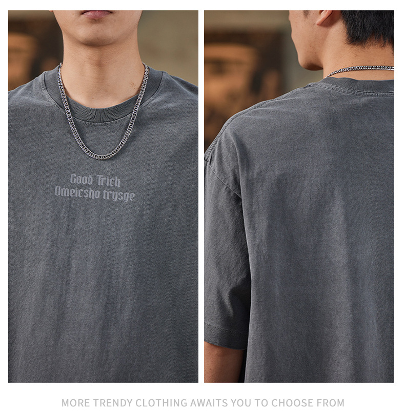 纯棉短袖t恤男士夏季2025新款潮牌复古宽松休闲圆领半袖上衣男款详情10