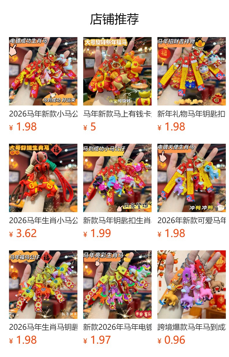 Horse Year zodiac horse figurine keychain pendant, cartoon PVC soft rubber zodiac year gift bag pendant, mascot pic 1