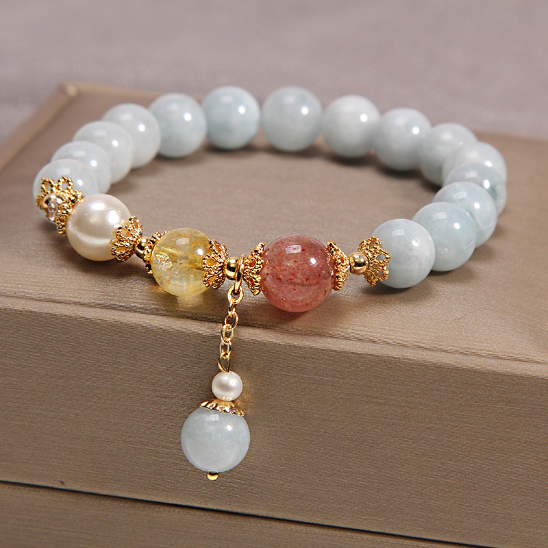 Natural garnet multi-layer crystal bracelet, female student best friend bracelet, trendy accessory bracelet gift pic 2
