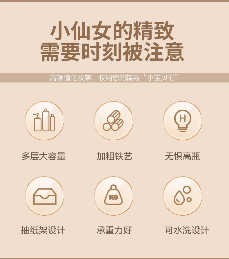 Multi-layered shelves for skin care products on the desk, cosmetic storage racks, desktop storage racks, and dormitory dressing tables pic 2