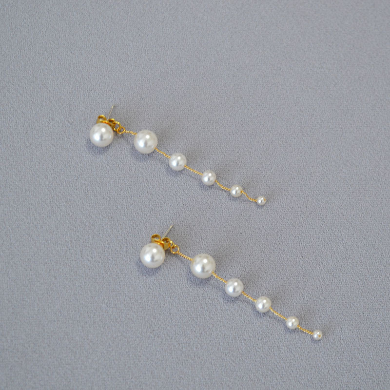 日韩小众简约气质渐变大小珍珠流苏925银针耳环长款设计感耳饰女详情10