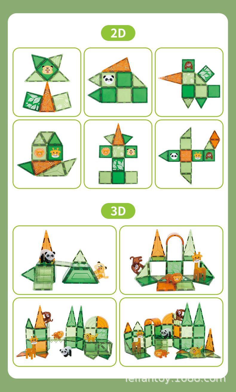 Cross-border. Magnetic sheet farm Dinosaur scene Color window Magnetic sheet Early education assembly building block toys pic 8