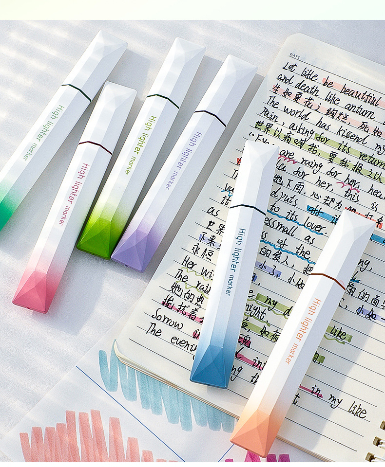 渐变色荧光笔高颜值彩色划重点记号学生标记笔护眼色大容量批发详情9